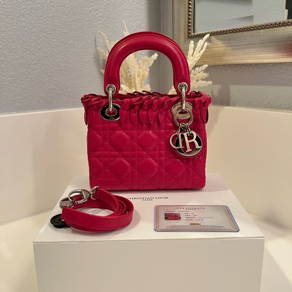 🎀Christian Dior Lady Dior Bag Bow Cannage Quilt Lambskin LIMITED EDITION - Picture 11 of 17